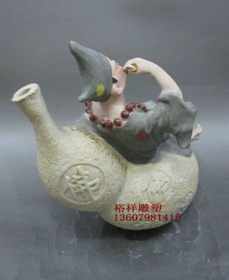 供应裕祥陶瓷 济公佛佛仿古人物瓷器 喝酒济公景德镇陶瓷工艺品