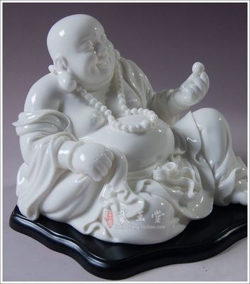 戴玉堂7寸戏珠弥勒佛汉白玉瓷 融合传统工艺与吉祥寓意的收藏佳品