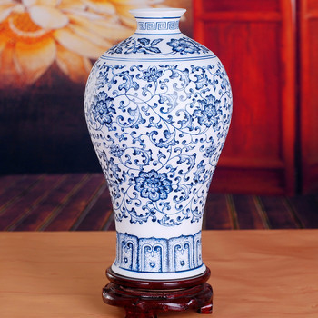 鼎公 景德镇瓷器青花瓷花瓶摆件 陶瓷工艺品 摆件古典家居装饰梅瓶YG007 邮购包装-送底座【图片 价格 品牌 报价】-